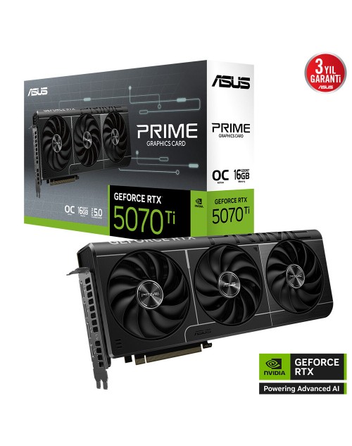ASUS PRIME GEFORCE RTX 5070 Ti 16GB PRIME-RTX5070TI-O16G GDDR7 OC EDITION 256 BIT GAMING EKRAN KARTI