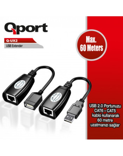 QPORT Q-UX2 60M USB EXTENDER 2&apos;Lİ PAKET