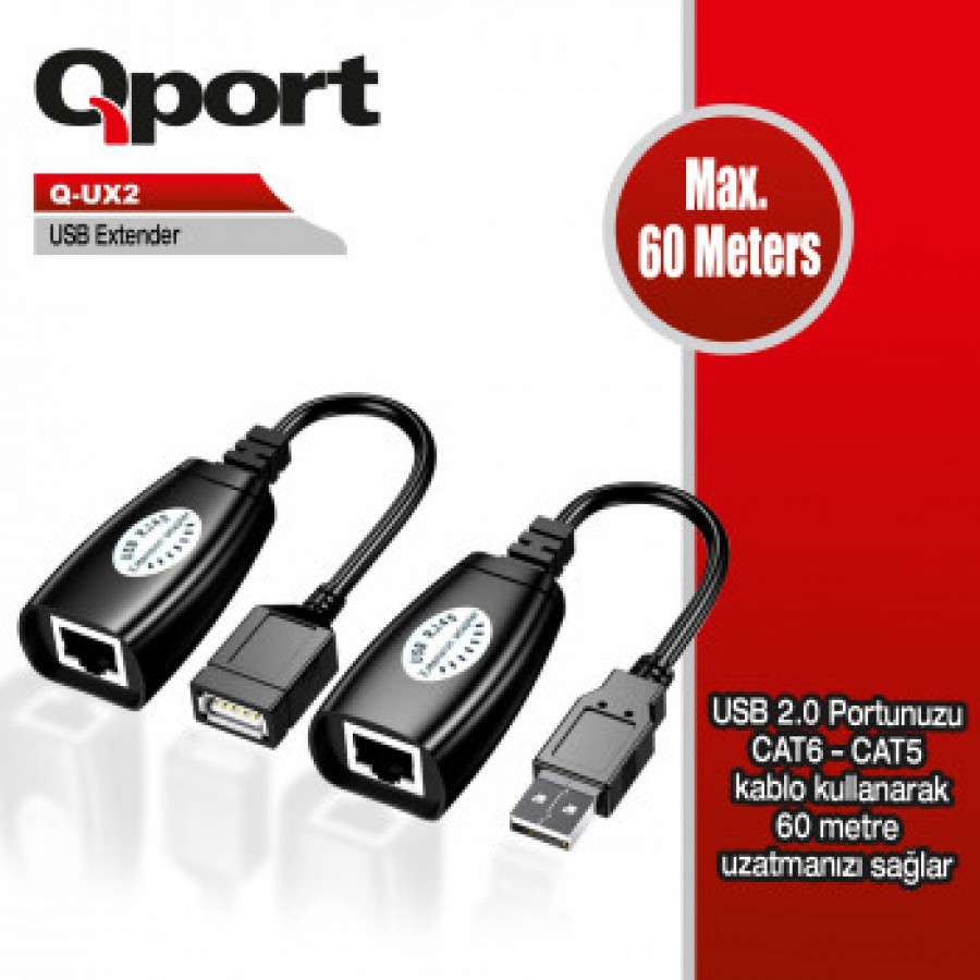 QPORT Q-UX2 60M USB EXTENDER 2&apos;Lİ PAKET