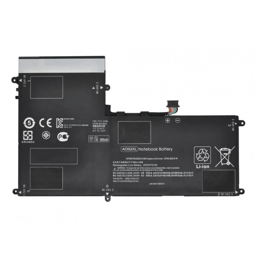 RETRO Hp ElitePad 1000 G2, AO02XL Tablet Bataryası
